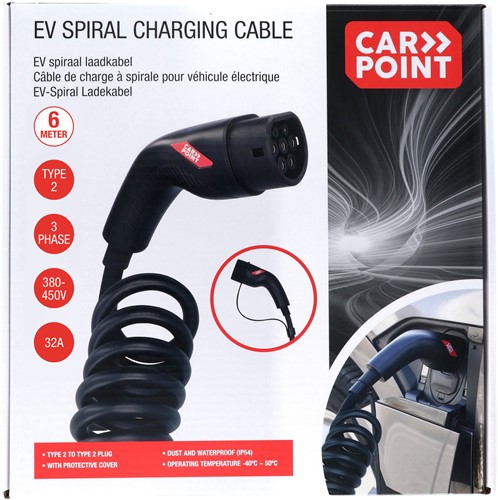 Carpoint Spiraal Laadkabel Elektrische Auto Type2>2 32A 3ph 6 meter-2