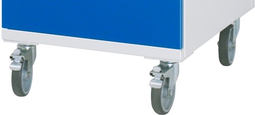 Wielset met draadplaten met 4 zwenkwielen, waarvan 2 geremd