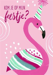 Wenskaart Hallmark uitnodiging flamingo pak à 5 stuks