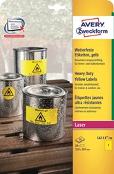 Etiket Avery L6111-20 210x297mm geel 20 stuks