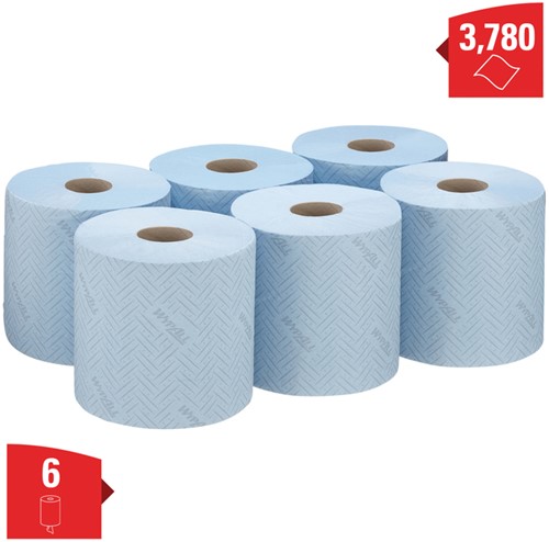 Poetspapier WypAll L10 GeneralClean 1-laags 630 vel blauw 7494-5