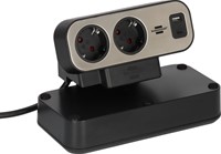 Stekkerdoos Brennenstuhl bureau Estilo 10vdig incl 1 USB C, 1 USB A, 2m zi/zw-3