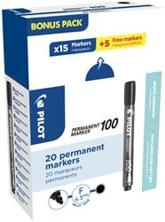 Viltstift PILOT 100 rond fijn zwart doos à 15+5 gratis
