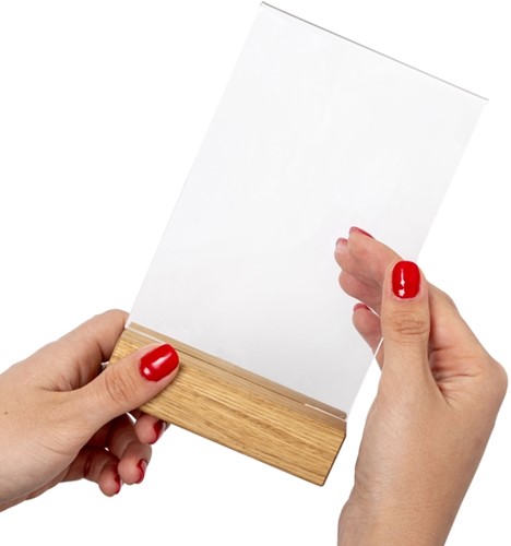 Menukaarthouder IEZZY T tafeldisplay A6 hout-3