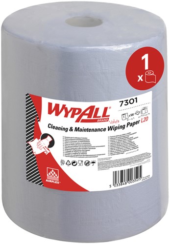 Poetsrol WypAll L20 2-laags 325mmx190m 500 vel blauw 7301