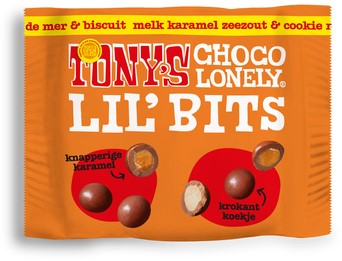 Chocolade Tony's Chocolonely Lil'Bits karamel zeezout & cookie mix 40 gram