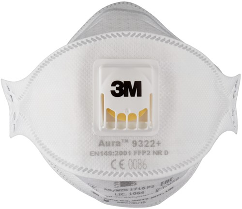 Stofmasker 3M Aura voor schuren 9322 FFP2 met ventiel 10 stuks-3