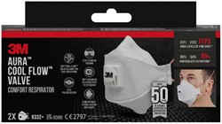 Stofmasker 3M Aura Comfort Cool Flow 9332 FFP3 met ventiel 2 stuks