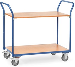 Tafelwagen laadvlak 850 x 500 mm, 2 etages en 2 duwbeugels