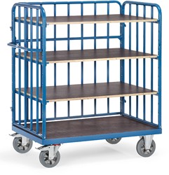 Etagewagen laadvlak 1200 kg, 4 etages, 1583 mm hoog, 1 zijwand