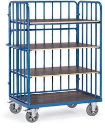 Etagewagen laadvlak 1200 kg, 4 etages, 1817 mm hoog, 1 zijwand