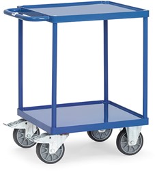 Tafelwagen staalplaat met rand Laadvlak 600 x 600 mm vierkant, 2 etages van staal