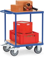 Tafelwagen Laadvlak 600 x 600 mm 500 kg, vierkant laadvlak, 2 etages van hout-2