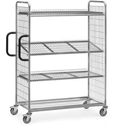 Orderverzamelwagen Laadvlak 1.250 x 610 mm met 4 draadgaas etages, 1825 mm hoog