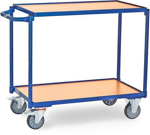 Tafelwagen Laadvlak - draagvermogen 300 kg, 2 etages van hout, greep horizontaal