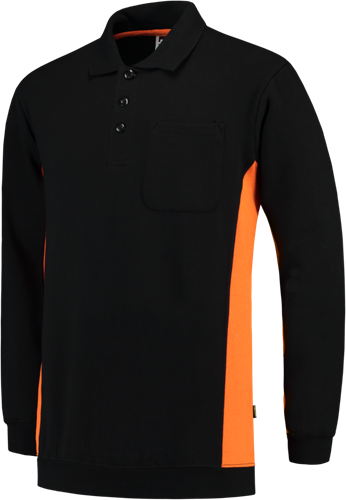 Tricorp - Polosweater Bicolor Borstzak, blackorange, maat XS, unisex