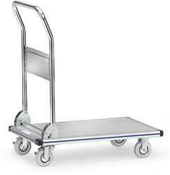 Alu platformwagen Laadvlak 740 x 480 mm 150 kg, opklapbare duwbeugel