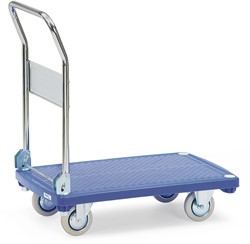 Kunststof platformwagen Laadvlak 810 x 500 mm 200 kg, opklapbare duwbeugel