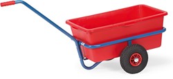 Handtrekwagen met rode kunststof bak 90 ltr.200 kg