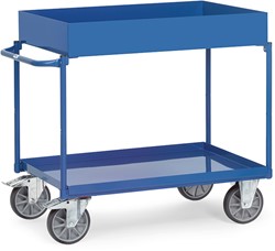 Tafelwagen Laadvlak 1000 x 700 mm 400 kg, 2 stalen etages, bovenste etage 150 mm rand