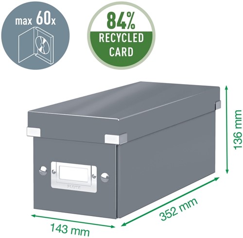 DVD-opbergdoos Leitz Click & Store WOW  gerecycled karton 206x147x352mm zwart-7
