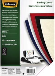 Voorblad Fellowes A4 lederlook rood 100 stuks