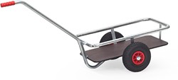 Handtrekwagen met luchtbanden, verzinkt en met watervast multiplex voor buiten gebruik, laadvlak 690x356 mm