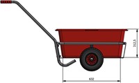 Handtrekwagen, luchtbanden, verzinkt en met rode kunststof bak 90 ltr.-3