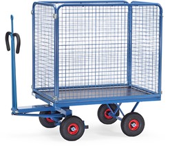 Handtrekwagen met trekoog, wanden 1000 mm hoog