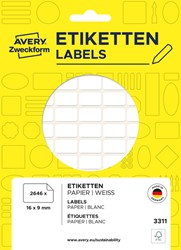Etiket Avery 3311 16x9mm wit 2646 stuks