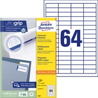 Etiket Avery 3667 48.5x16.9mm wit 6400 stuks-2