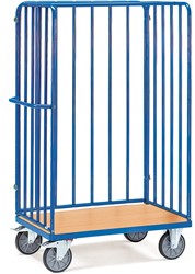 Pakketwagen Laadvlak, 2 kopwanden, 1 zijwand met spijlen, hoogte 1800 mm