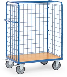 Pakketwagen Laadvlak 1.000 x 600 mm, 3 draadgaaswanden, hoogte 1500 mm