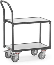 ESD-Eurobakken rolplateau met duwbeugel 2 Etages met rand, laadvlak 605 x 408 mm tot 250 kg