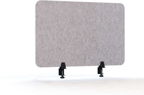 Akoestisch PET-vilt scheidingsscherm bureau, lichtgrijs, incl. 2x bureauklem, Afmeting: 60x75 cm