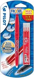 Rollerpen PILOT friXion medium rood blister à 1 stuk + 3 vullingen