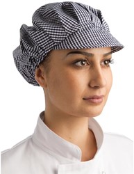 Whites polykatoen koksmuts met klep blauw-wit geruit