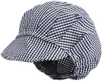 Whites polykatoen koksmuts met klep blauw-wit geruit-3