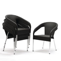 Bolero polyrotan indoor/outdoor stoelen houtskool (4 stuks)