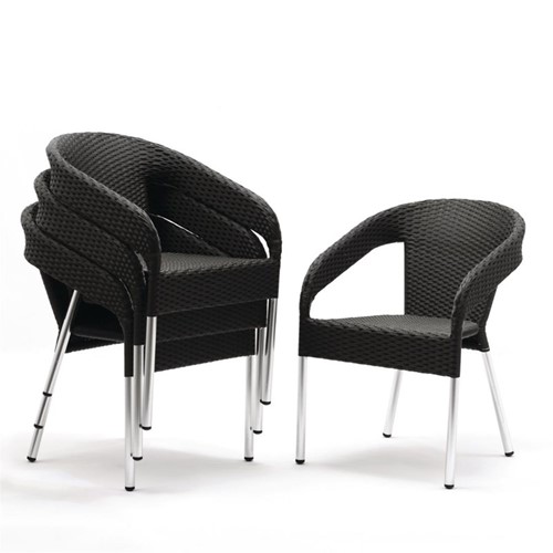 Bolero polyrotan indoor/outdoor stoelen houtskool (4 stuks)