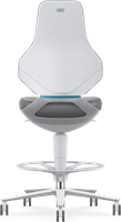 Bimos Cleanroom Texon 4 met stop-&-go-wielen en voetenring, kunstleer Magic ESD, grijs-3