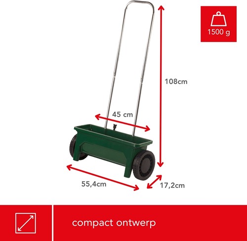 Strooiwagen, instelbare dosering, strooimateriaal 0-8 mm, 12 liter, groen-3