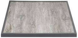 Bolero Tafelblad Van Gehard Glas Met Houtnerfeffect Voor Buiten, Grijze Rand 700mm