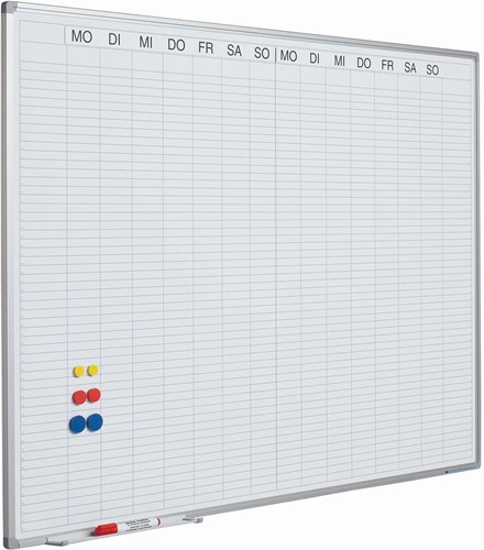 Planbord Softline profiel 8mm Dubbele week, DU incl. dagenstrook, Afmeting: 90x120 cm