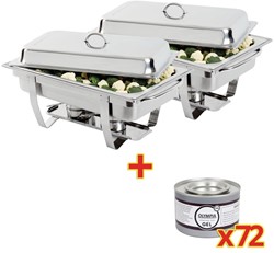 SPECIALE AANBIEDING 2x Olympia Milan Chafing Dish met 72-pak Olympia brandpasta gel