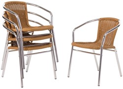Bolero aluminium en PE rotan stoelen naturel (4 stuks)