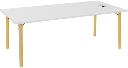 Robin recth tafel bxd100 laterale uitsnijding voor luik beuken/metalen poot+kabelgoot mg sg ms