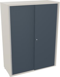 Armand kast met 2 schuifdeuren h133,5xb100xd43,2cm - 3 legborden n5 r6 sb - hout-linnen/hout-poseidon blauw