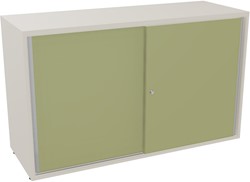 Armand kast met 2 schuifdeuren h73,5xb120xd43,2cm - 1 legbord n5 r7 sb - hout-linnen/hout-avocadogroen