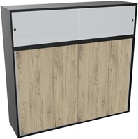 Armand baliemeubel scheidingh156xb165xd43,2cm - 3 legbord r9 r3 sb - hout-zwart/hout-brunswick eik